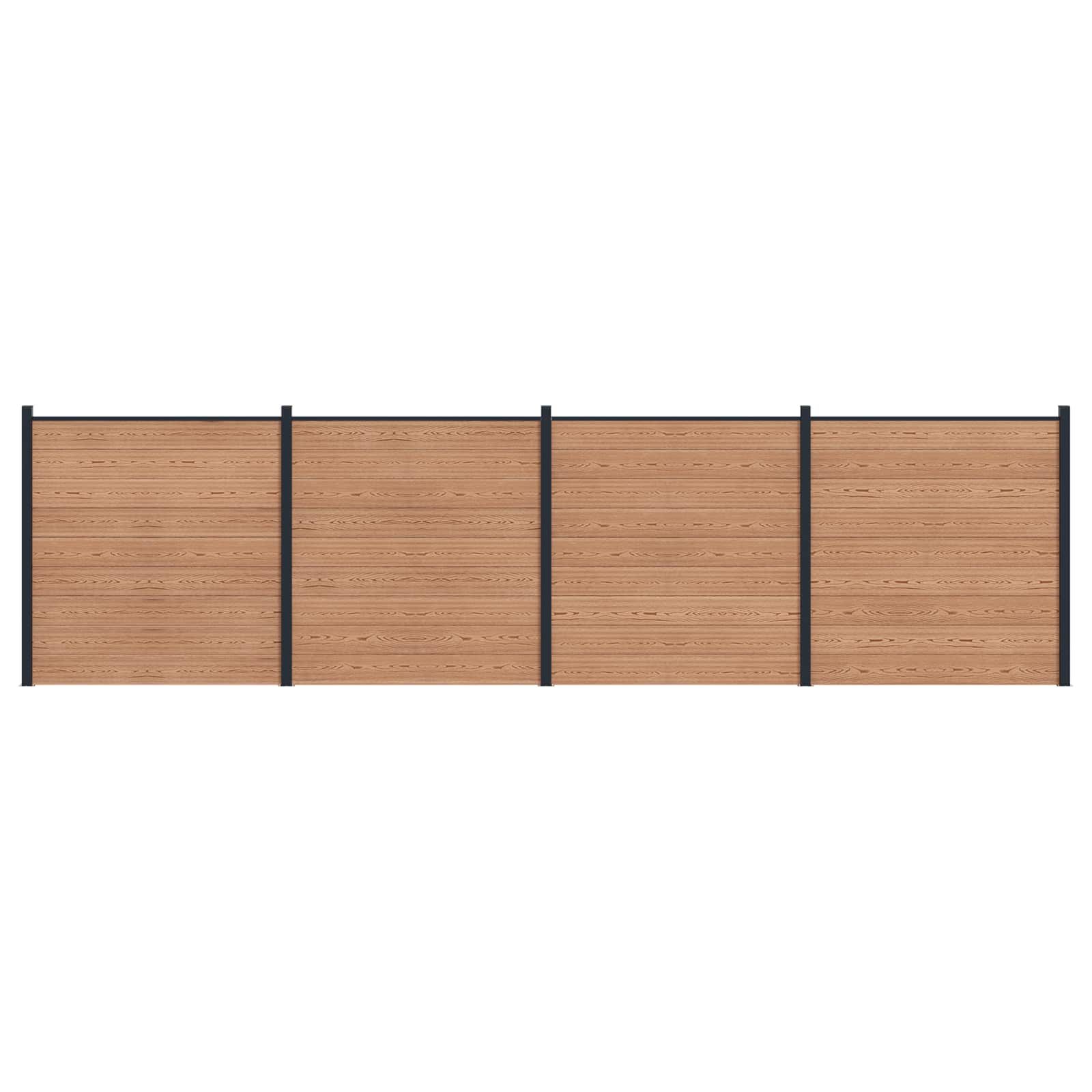 Zaunset 4 Pcs 699 X 186 Cm Wpc Und Aluminium Braun