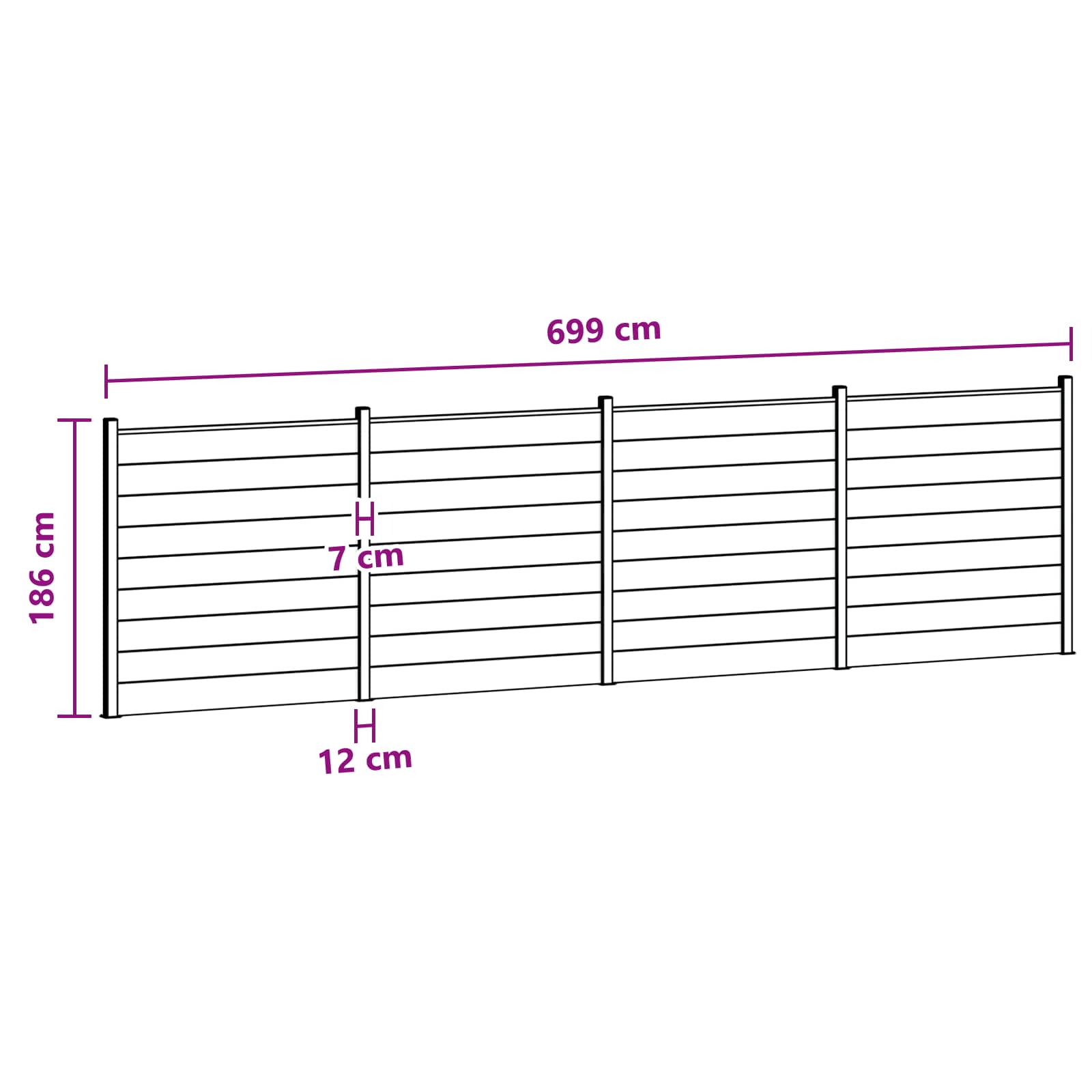 Zaunset 4 Pcs 699 X 186 Cm Wpc Und Aluminium Braun