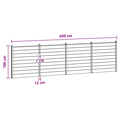Zaunset 4 Pcs 699 X 186 Cm Wpc Und Aluminium Braun