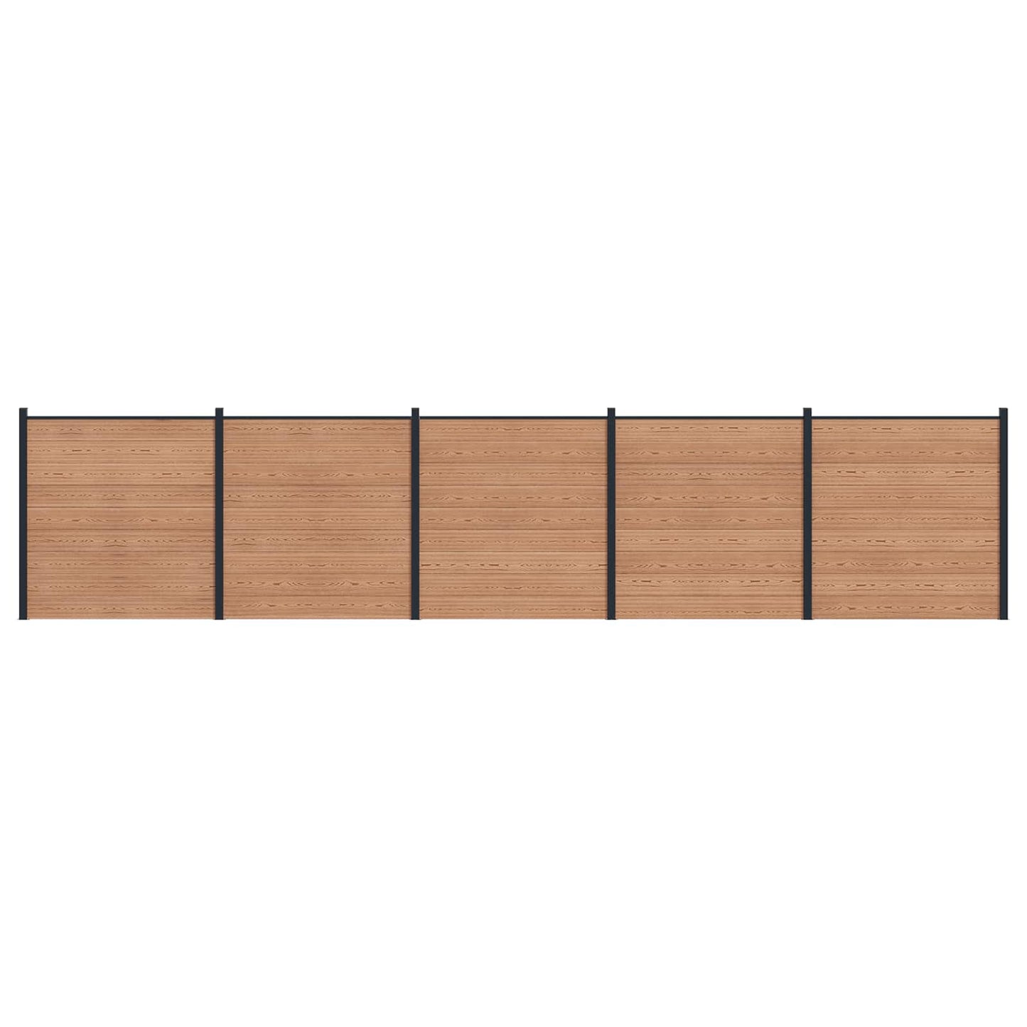Zaunset 5 Pcs 872 X 186 Cm Wpc Und Aluminium Braun