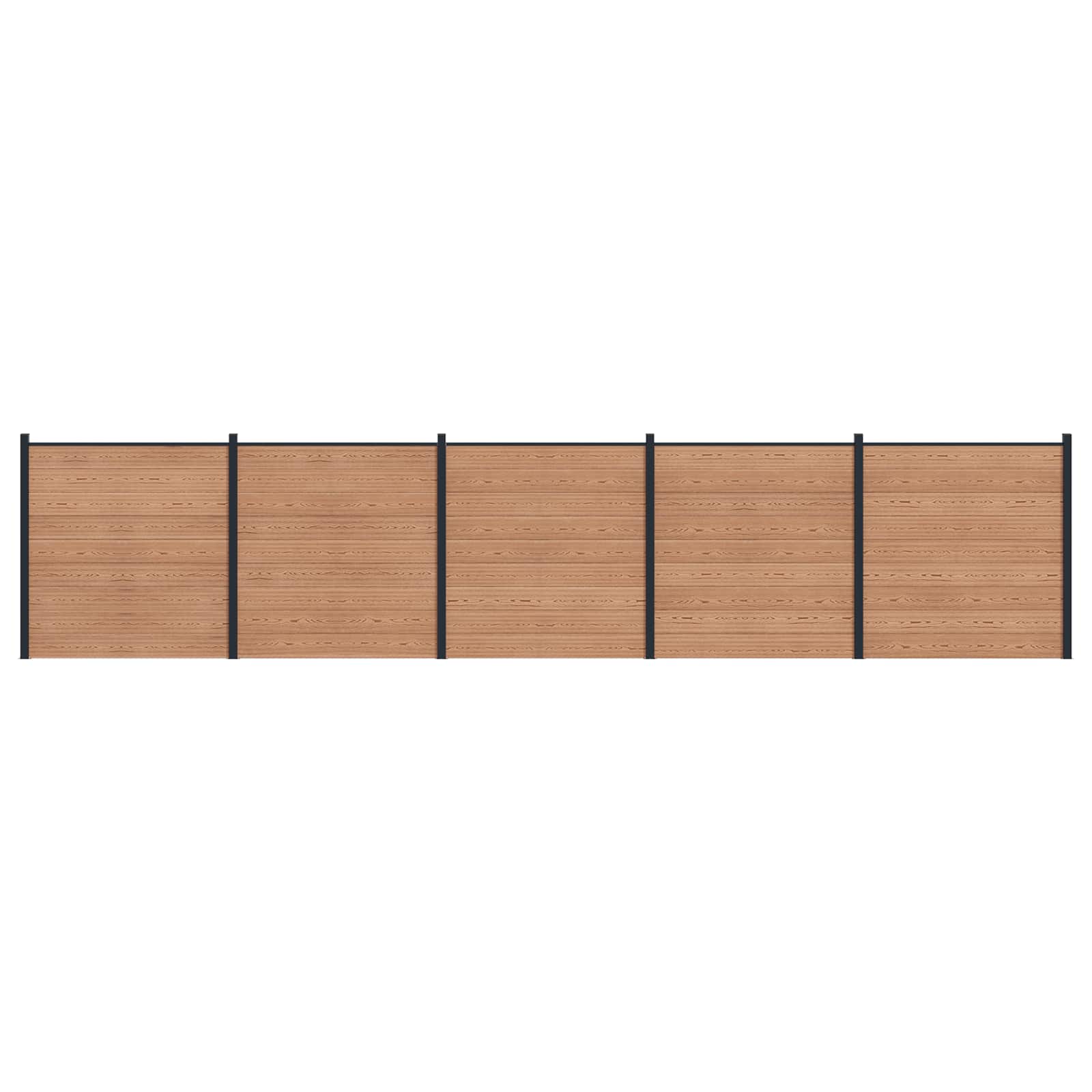 Zaunset 5 Pcs 872 X 186 Cm Wpc Und Aluminium Braun