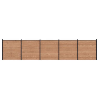 Zaunset 5 Pcs 872 X 186 Cm Wpc Und Aluminium Braun