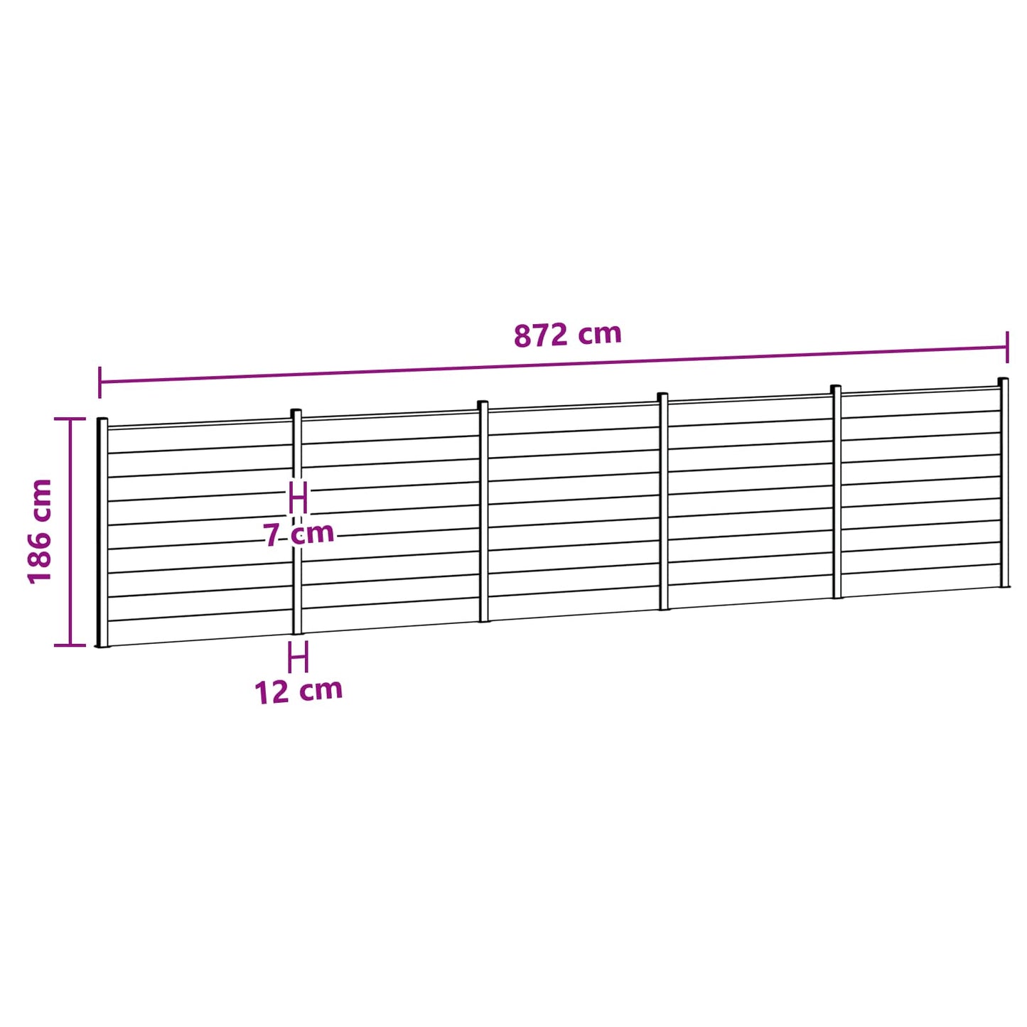 Zaunset 5 Pcs 872 X 186 Cm Wpc Und Aluminium Braun