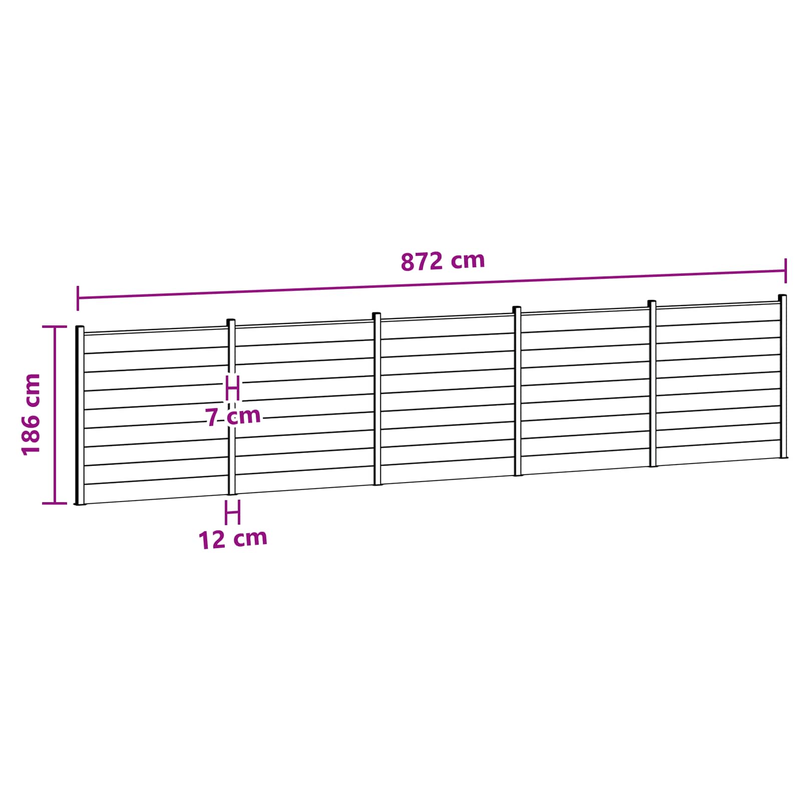 Zaunset 5 Pcs 872 X 186 Cm Wpc Und Aluminium Braun