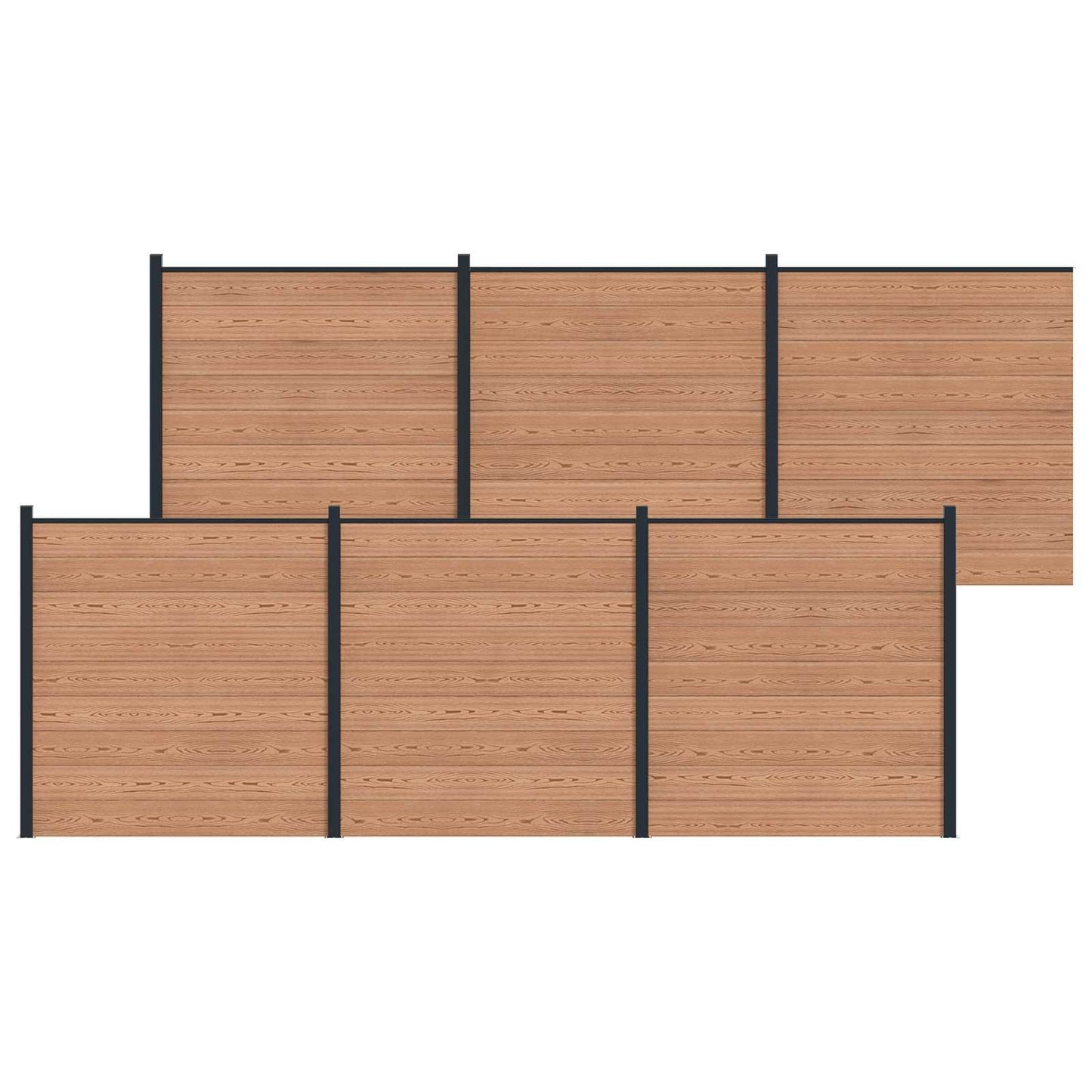 Zaunset 6 Pcs 1045 X 186 Cm Wpc Und Aluminium Braun