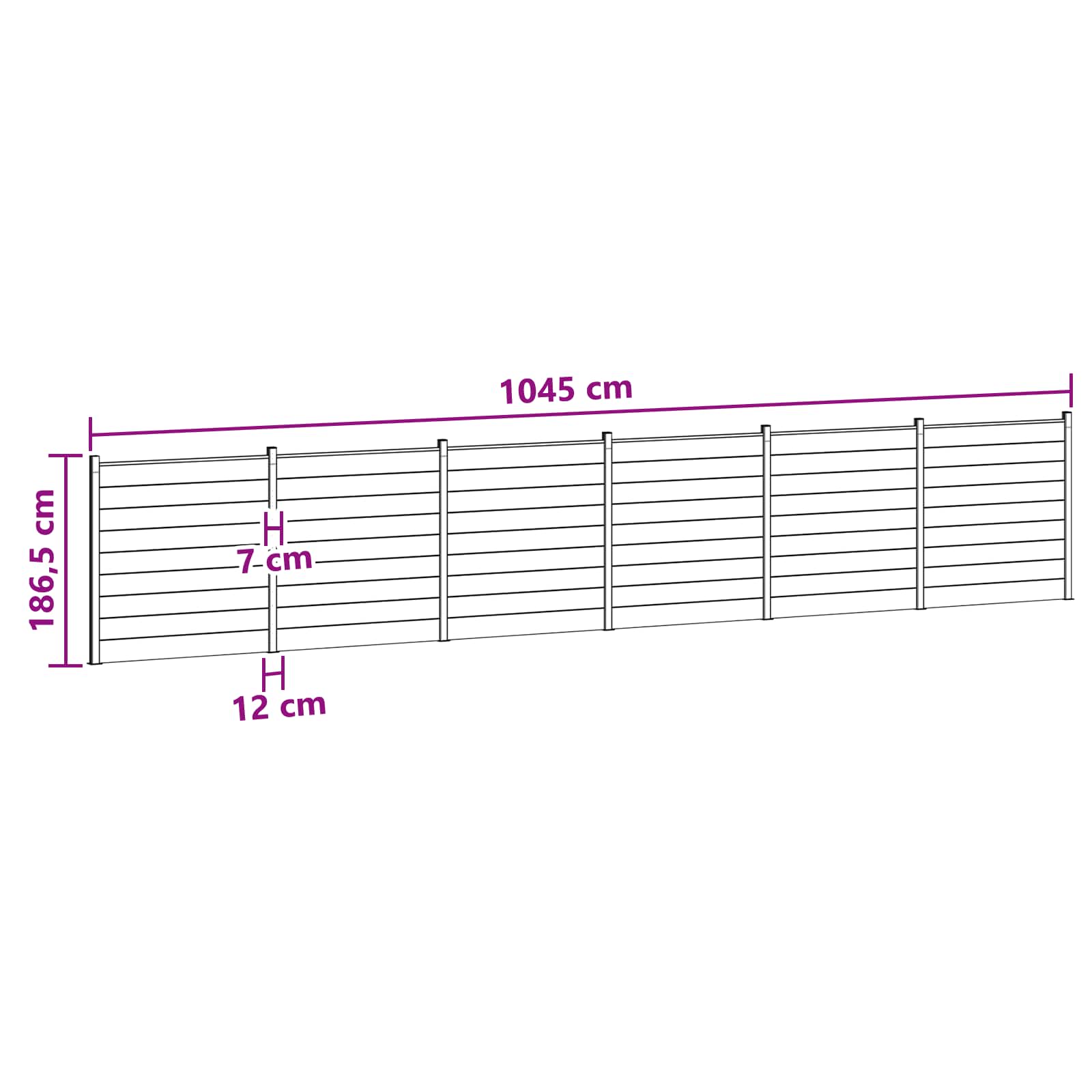 Zaunset 6 Pcs 1045 X 186 Cm Wpc Und Aluminium Braun