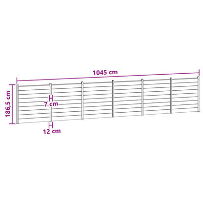 Zaunset 6 Pcs 1045 X 186 Cm Wpc Und Aluminium Braun