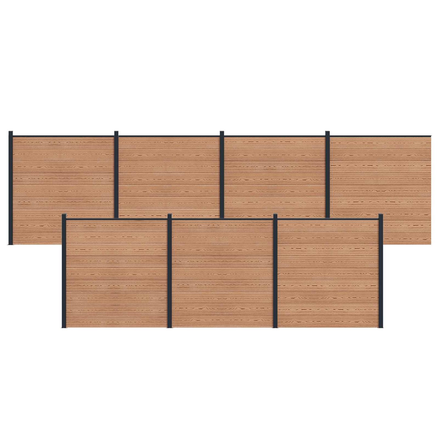 Zaunset 7 Pcs 1218 X 186 Cm Wpc Und Aluminium Braun