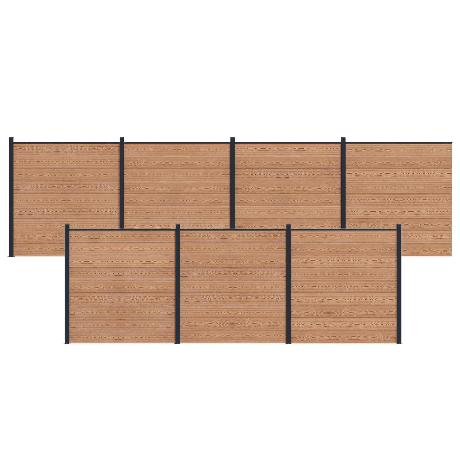 Zaunset 7 Pcs 1218 X 186 Cm Wpc Und Aluminium Braun