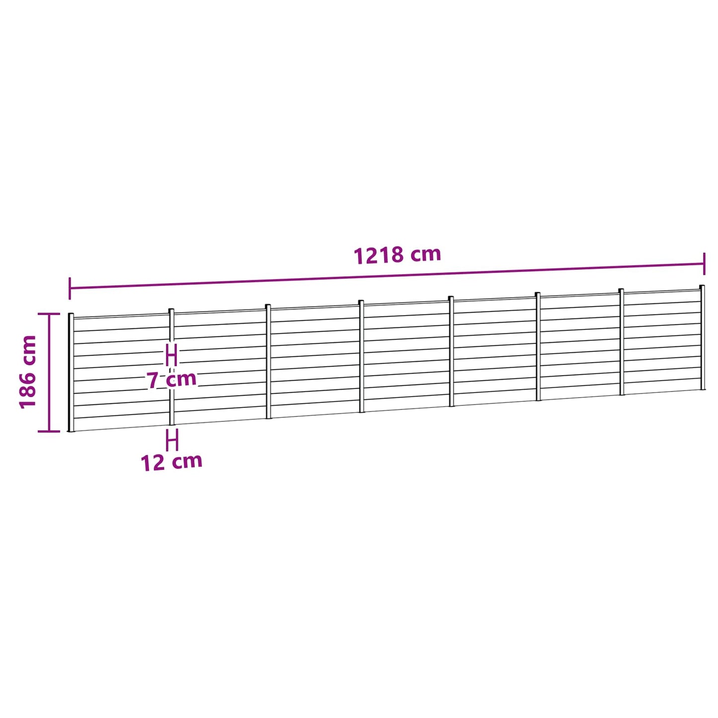 Zaunset 7 Pcs 1218 X 186 Cm Wpc Und Aluminium Braun
