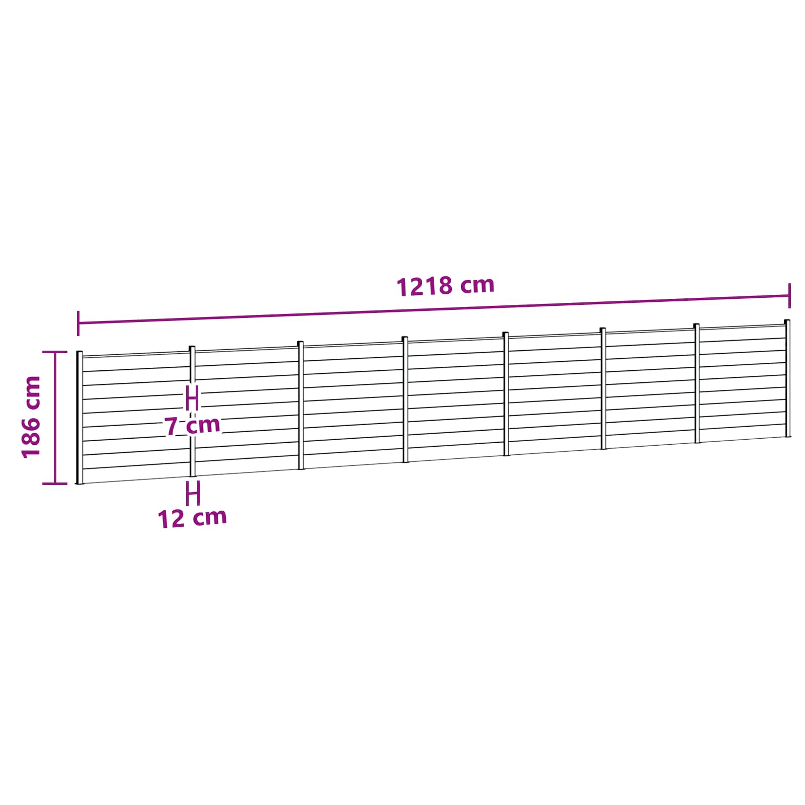 Zaunset 7 Pcs 1218 X 186 Cm Wpc Und Aluminium Braun