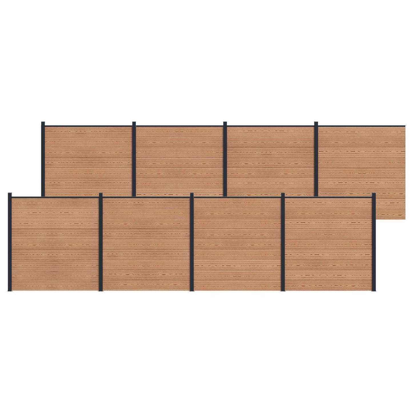 Zaunset 8 Pcs 1391 X 186 Cm Wpc Und Aluminium Braun