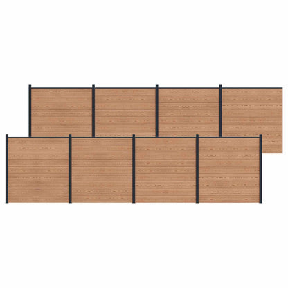 Zaunset 8 Pcs 1391 X 186 Cm Wpc Und Aluminium Braun