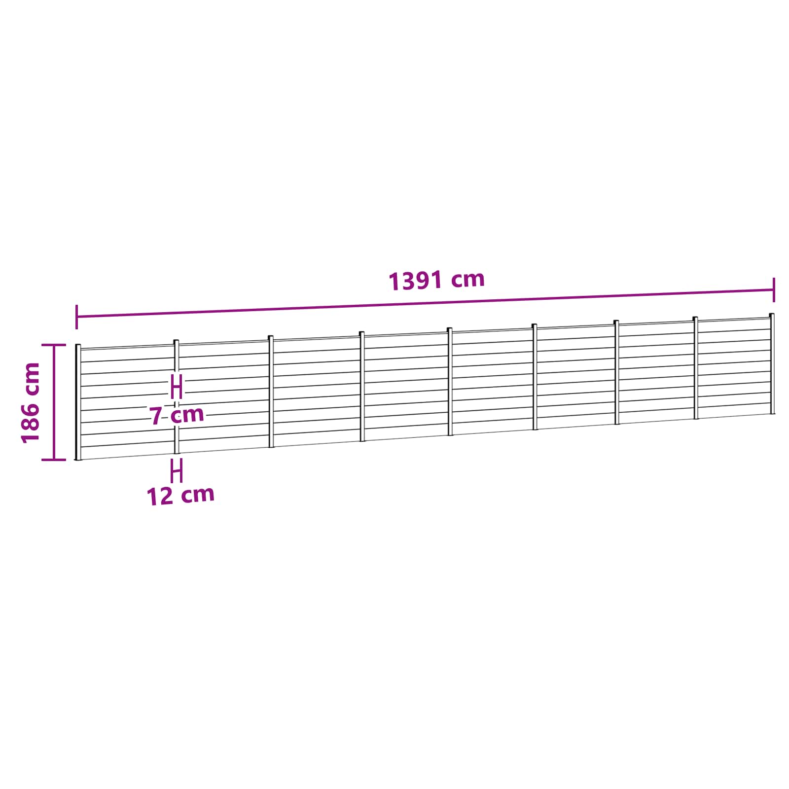 Zaunset 8 Pcs 1391 X 186 Cm Wpc Und Aluminium Braun