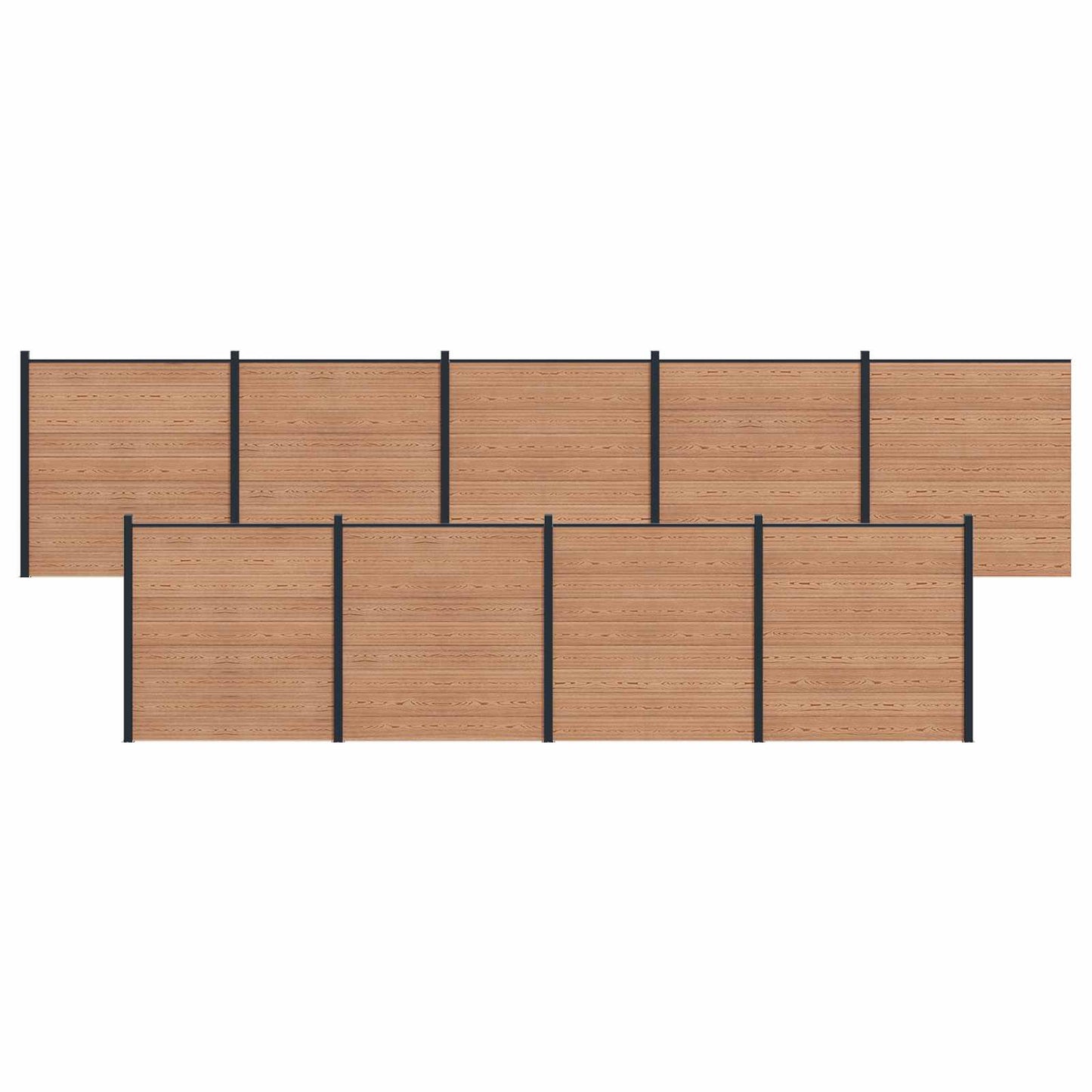 Zaunset 9 Pcs 1564 X 186 Cm Wpc Und Aluminium Braun