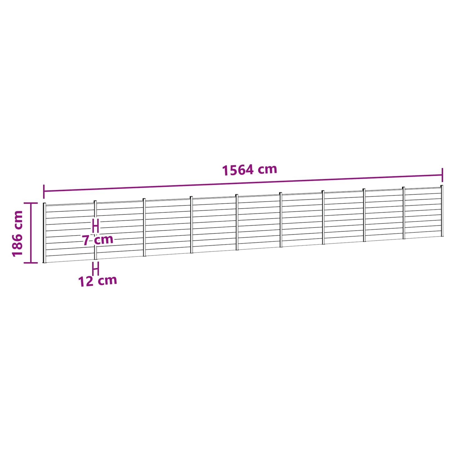 Zaunset 9 Pcs 1564 X 186 Cm Wpc Und Aluminium Braun