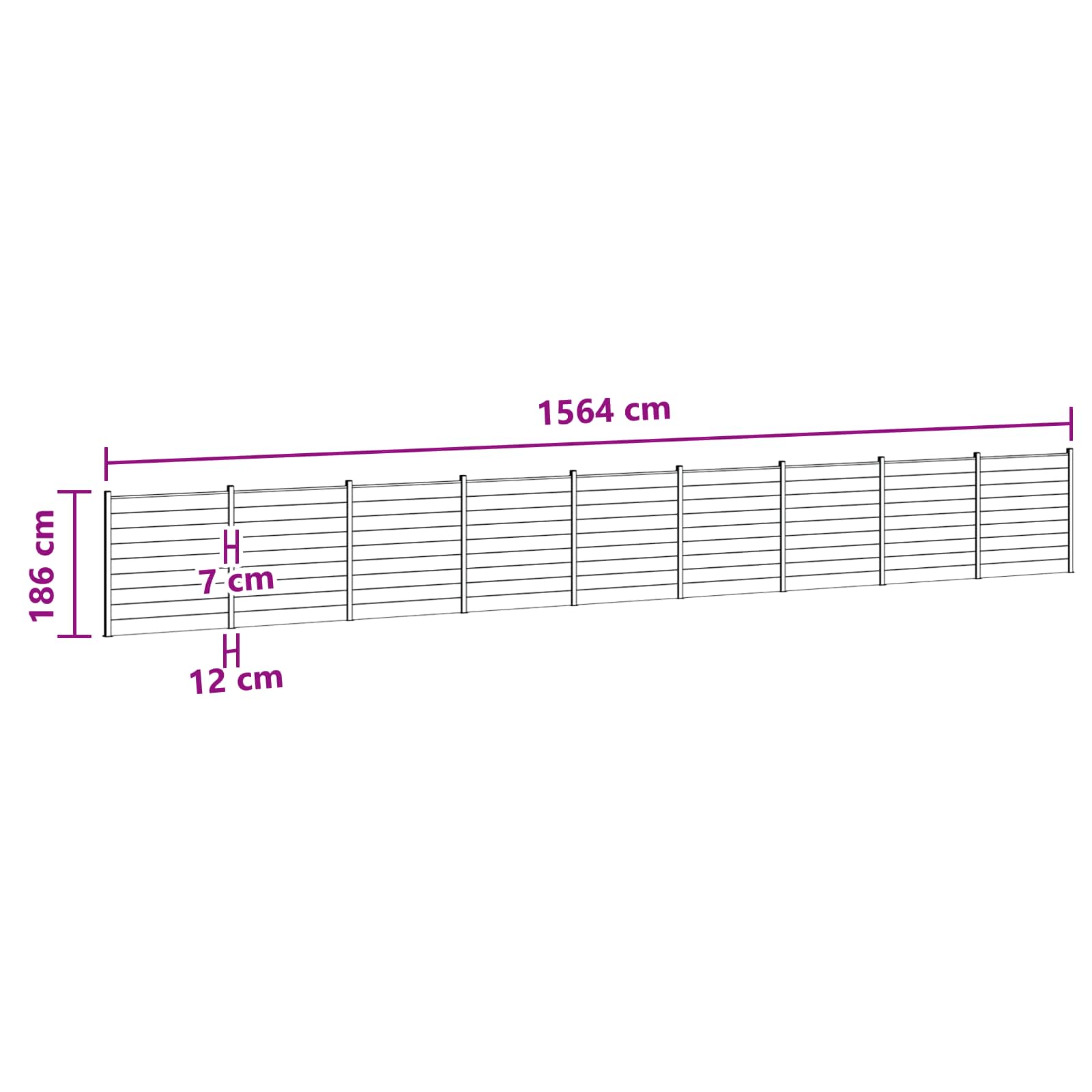 Zaunset 9 Pcs 1564 X 186 Cm Wpc Und Aluminium Braun