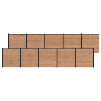 Zaunset 10 Pcs 1737 X 186 Cm Wpc Und Aluminium Braun