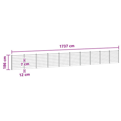Zaunset 10 Pcs 1737 X 186 Cm Wpc Und Aluminium Braun