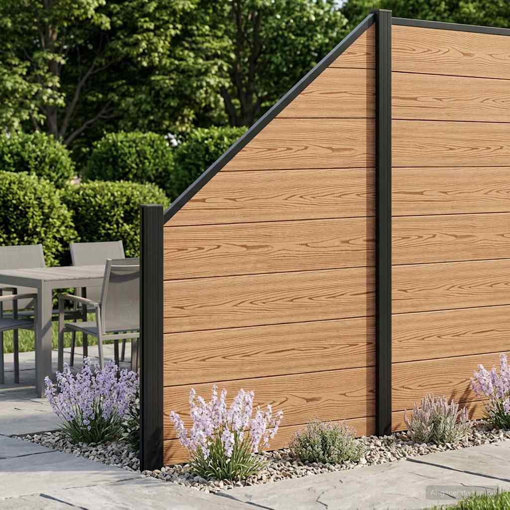Zaunset 11 Pcs 1830 X 186 Cm Wpc Und Aluminium Braun