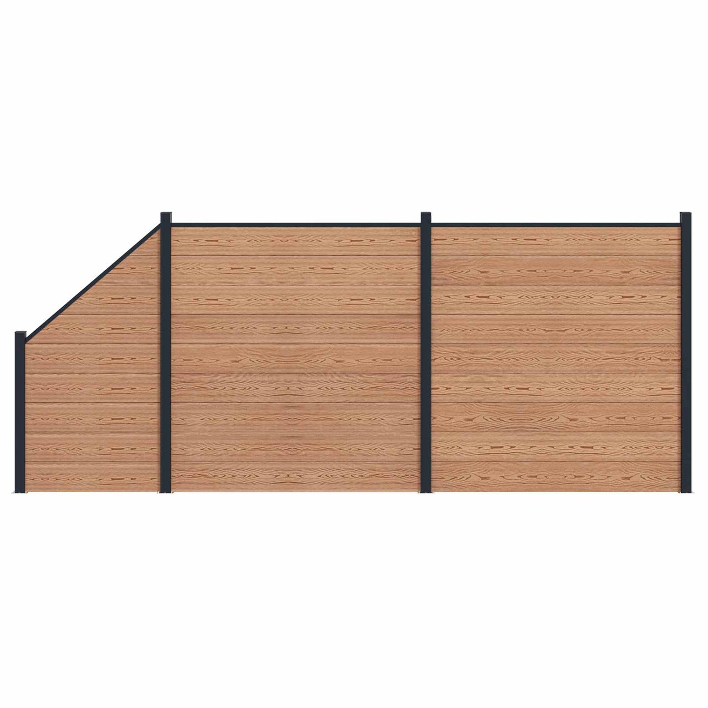 Zaunset 3 Pcs 446 X 186 Cm Wpc Und Aluminium Braun