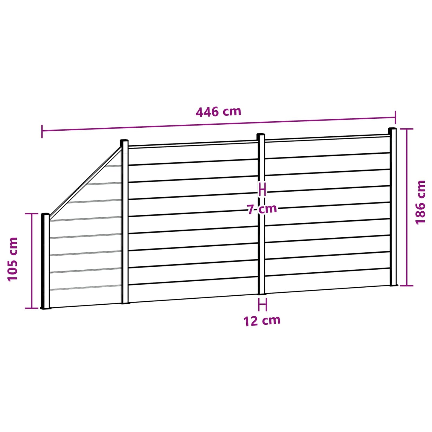 Zaunset 3 Pcs 446 X 186 Cm Wpc Und Aluminium Braun