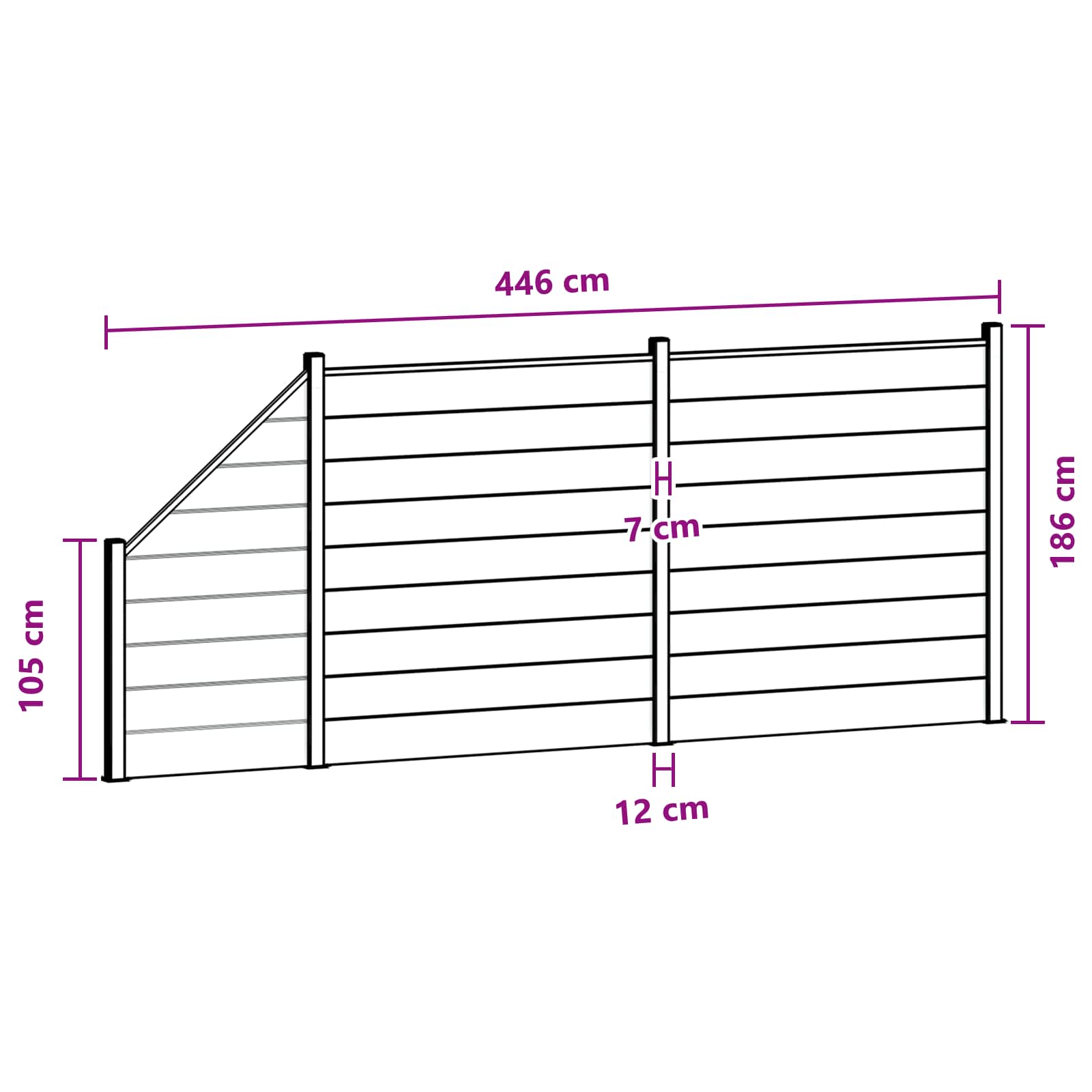Zaunset 3 Pcs 446 X 186 Cm Wpc Und Aluminium Braun