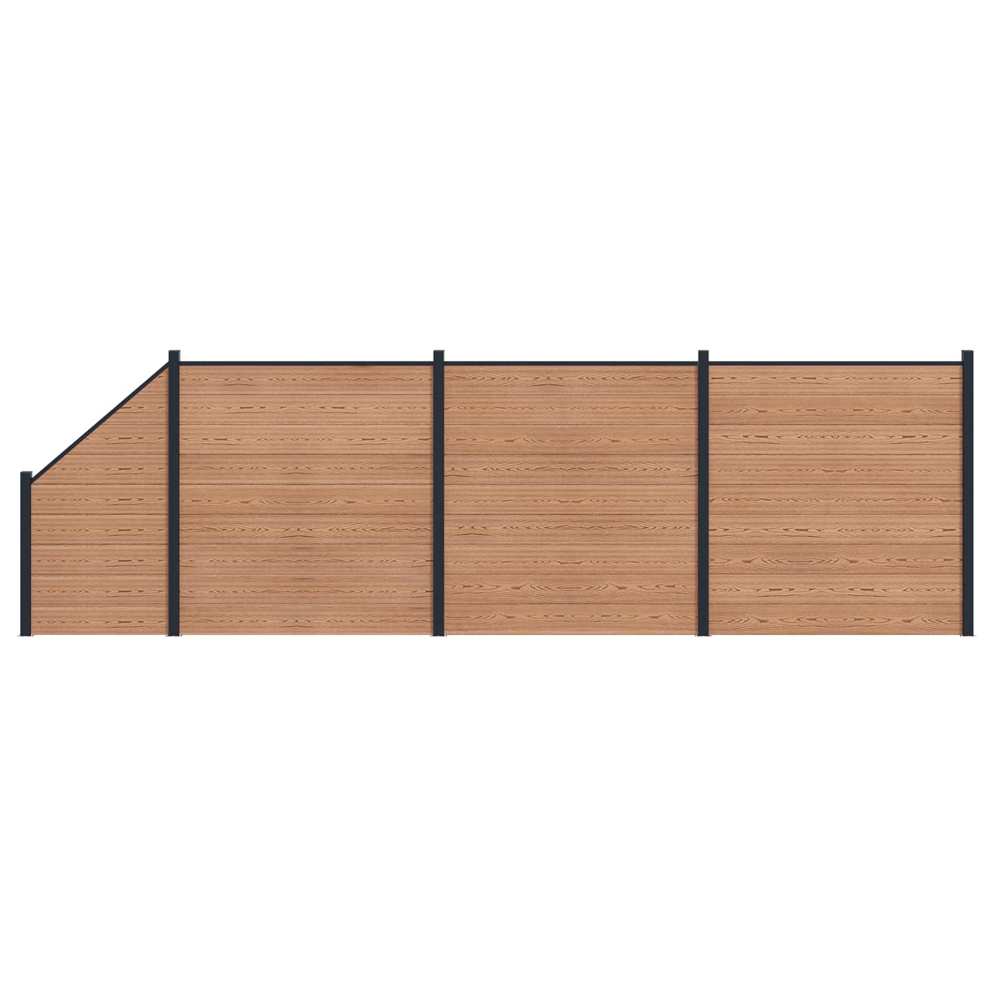 Zaunset 4 Pcs 619 X 186 Cm Wpc Und Aluminium Braun