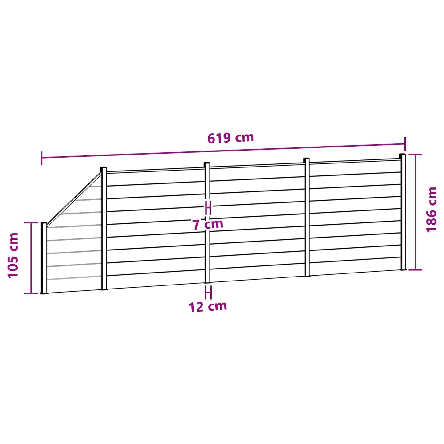 Zaunset 4 Pcs 619 X 186 Cm Wpc Und Aluminium Braun
