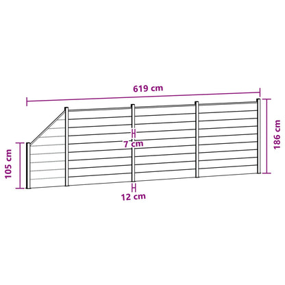 Zaunset 4 Pcs 619 X 186 Cm Wpc Und Aluminium Braun