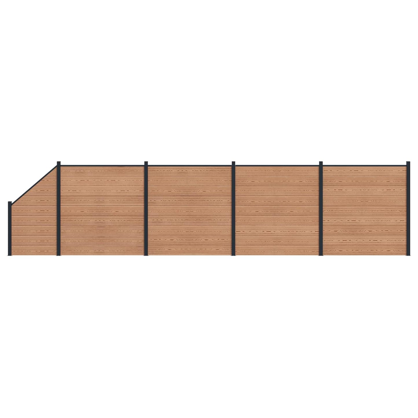 Zaunset 5 Pcs 792 X 186 Cm Wpc Und Aluminium Braun