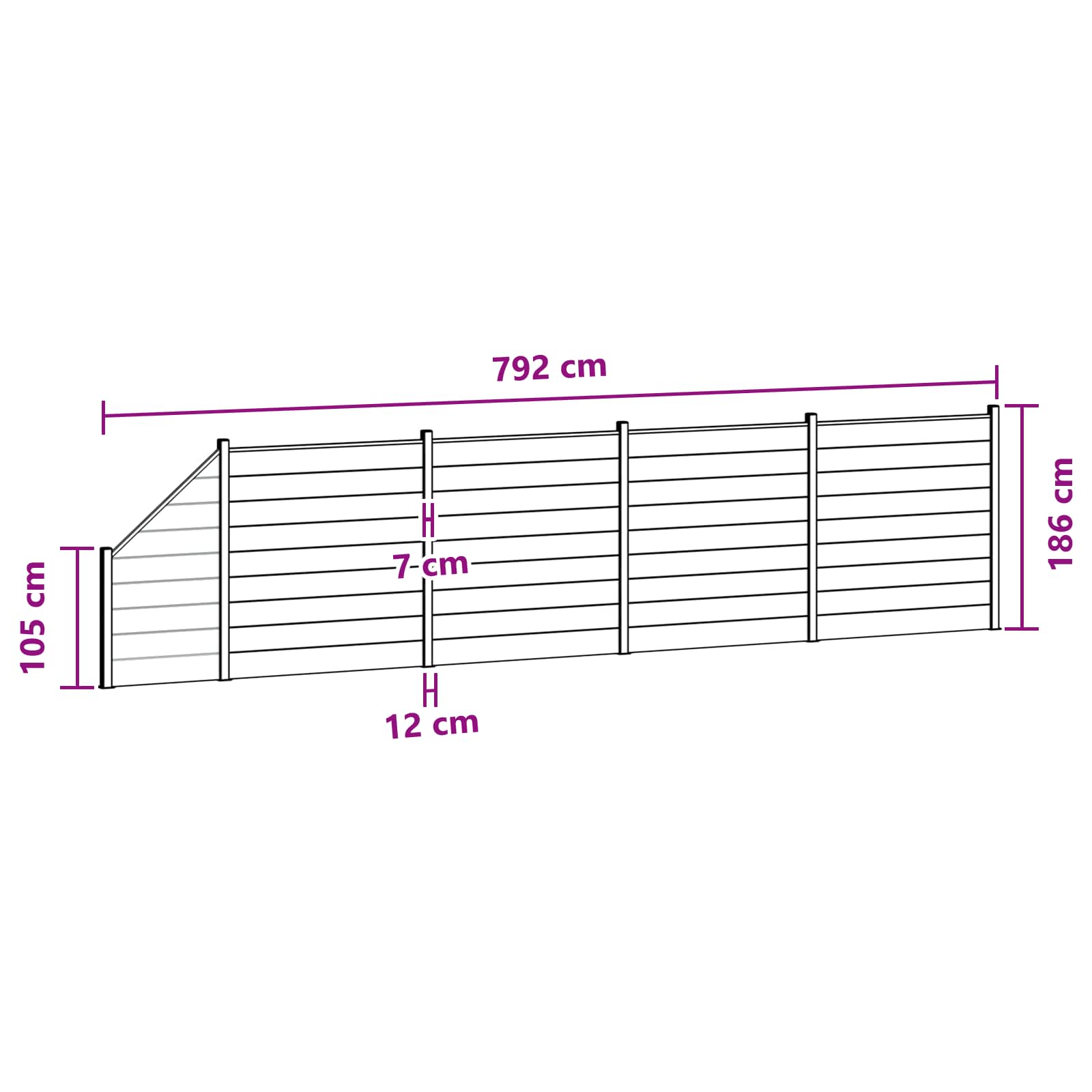 Zaunset 5 Pcs 792 X 186 Cm Wpc Und Aluminium Braun