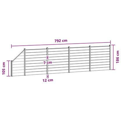 Zaunset 5 Pcs 792 X 186 Cm Wpc Und Aluminium Braun