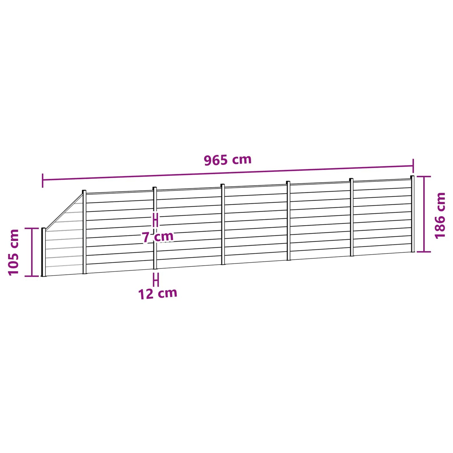 Zaunset 6 Pcs 965 X 186 Cm Wpc Und Aluminium Braun
