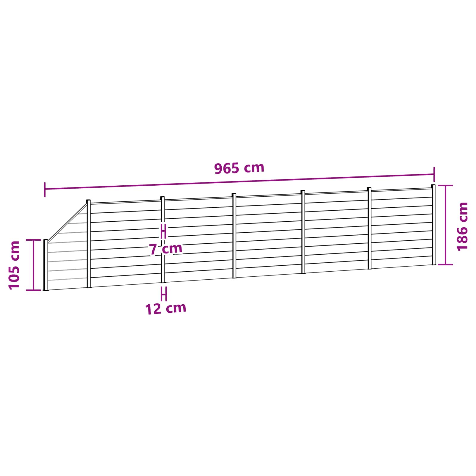Zaunset 6 Pcs 965 X 186 Cm Wpc Und Aluminium Braun