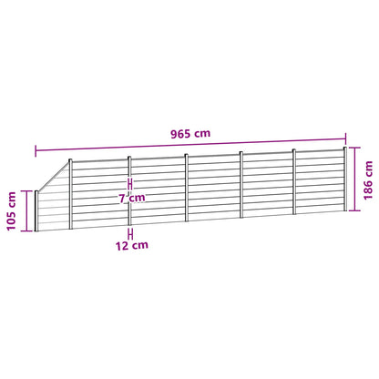 Zaunset 6 Pcs 965 X 186 Cm Wpc Und Aluminium Braun