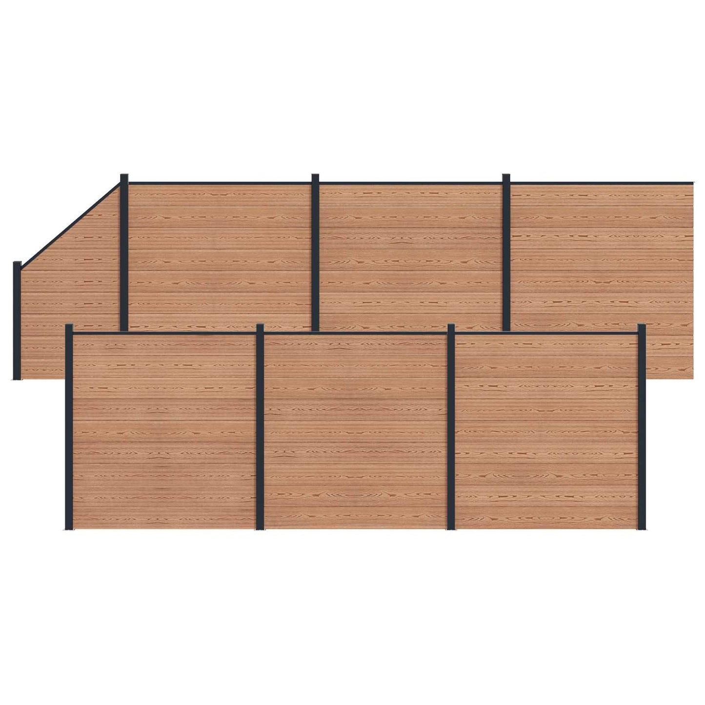 Zaunset 7 Pcs 1138 X 186 Cm Wpc Und Aluminium Braun