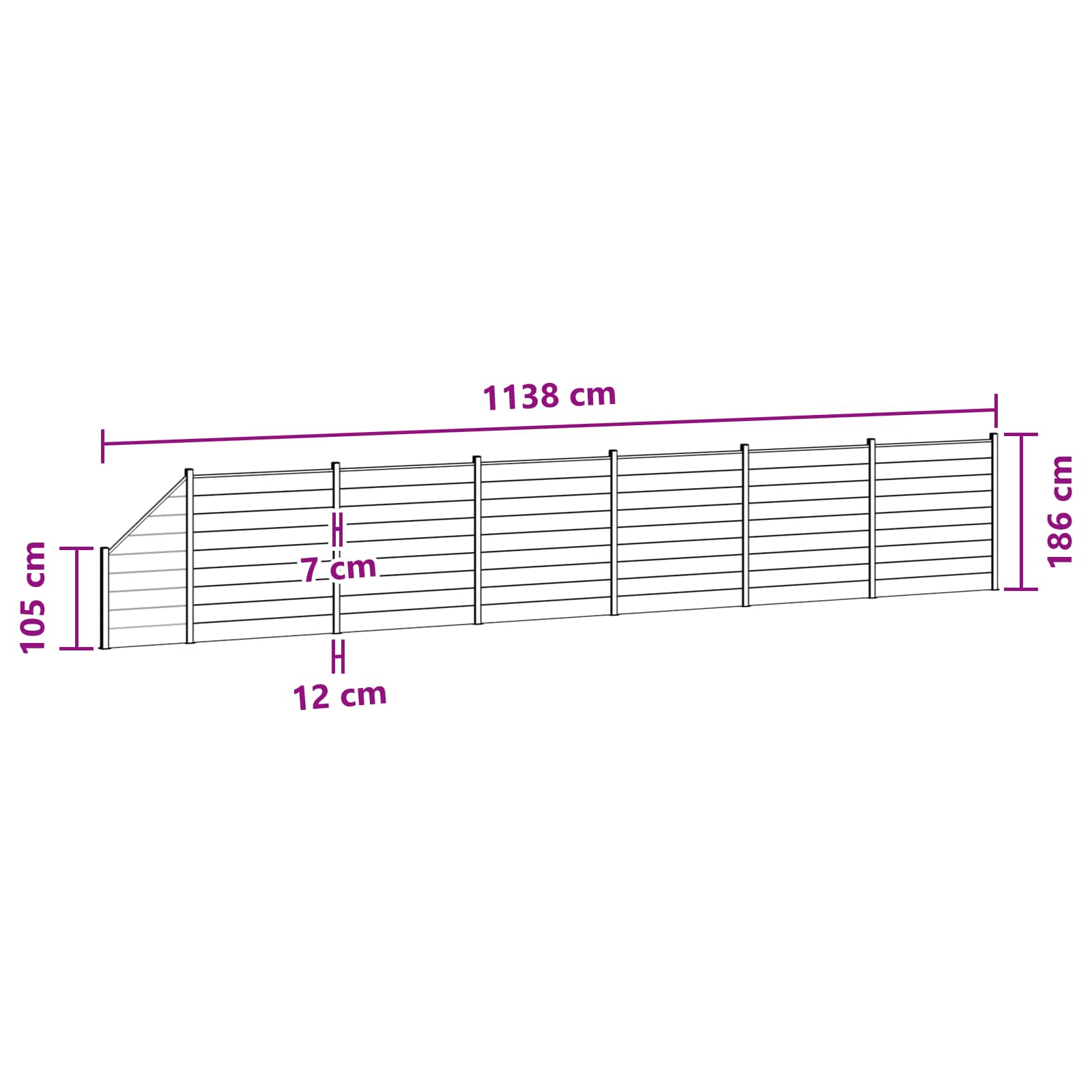 Zaunset 7 Pcs 1138 X 186 Cm Wpc Und Aluminium Braun