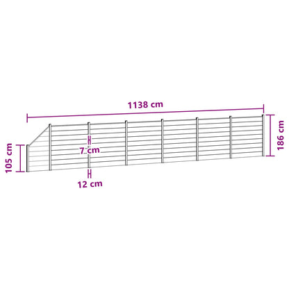 Zaunset 7 Pcs 1138 X 186 Cm Wpc Und Aluminium Braun
