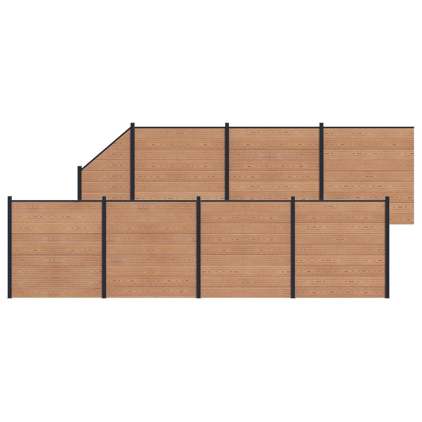 Zaunset 8 Pcs 1311 X 186 Cm Wpc Und Aluminium Braun