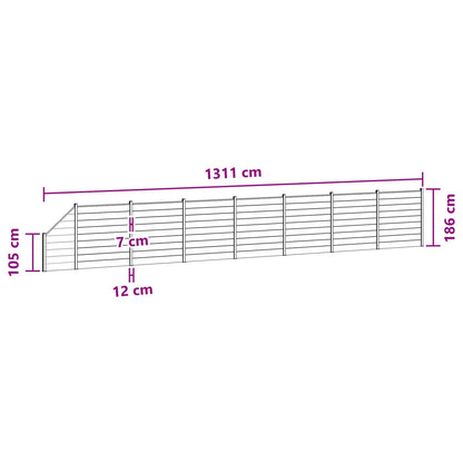 Zaunset 8 Pcs 1311 X 186 Cm Wpc Und Aluminium Braun