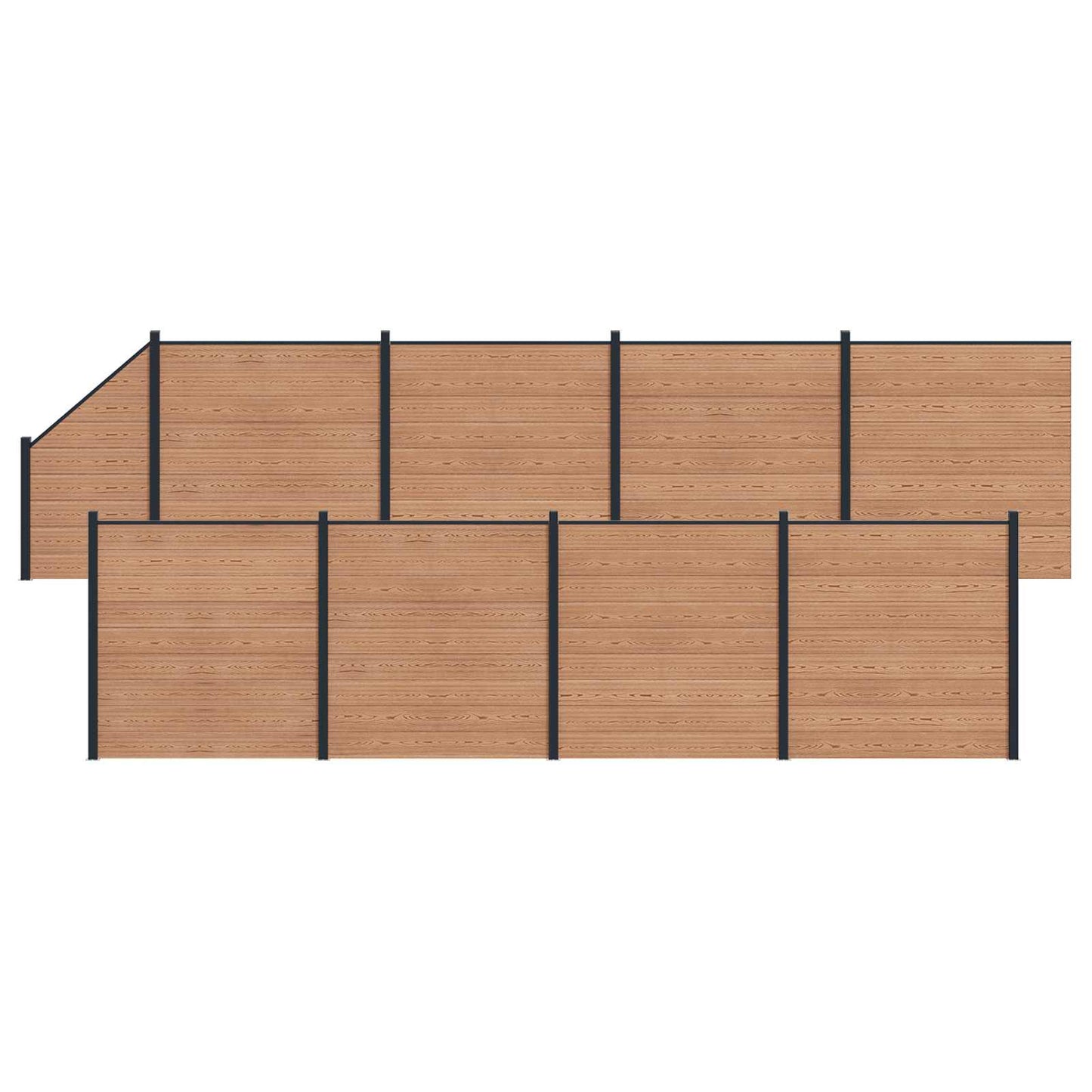 Zaunset 9 Pcs 1484 X 186 Cm Wpc Und Aluminium Braun