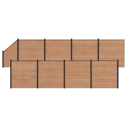 Zaunset 9 Pcs 1484 X 186 Cm Wpc Und Aluminium Braun