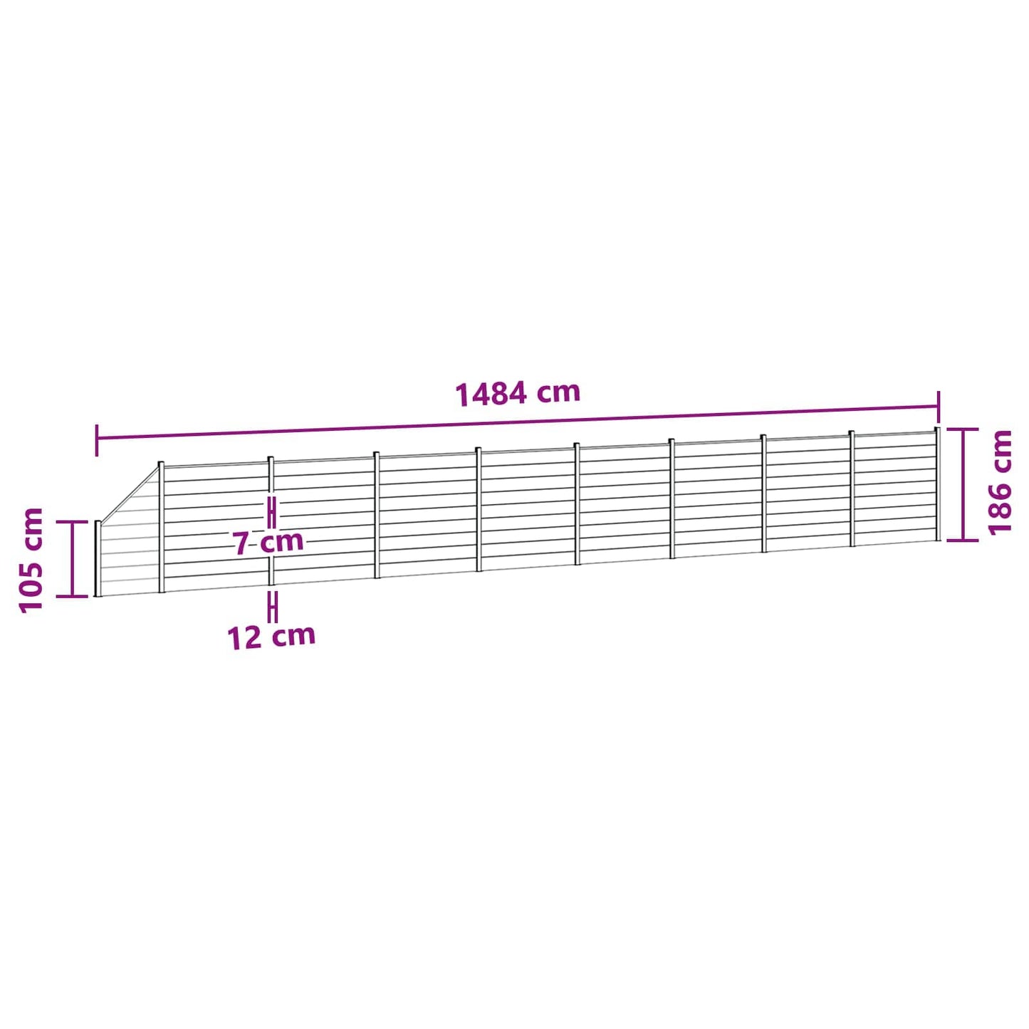 Zaunset 9 Pcs 1484 X 186 Cm Wpc Und Aluminium Braun