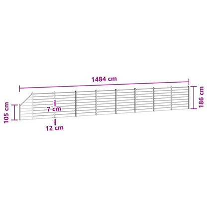 Zaunset 9 Pcs 1484 X 186 Cm Wpc Und Aluminium Braun
