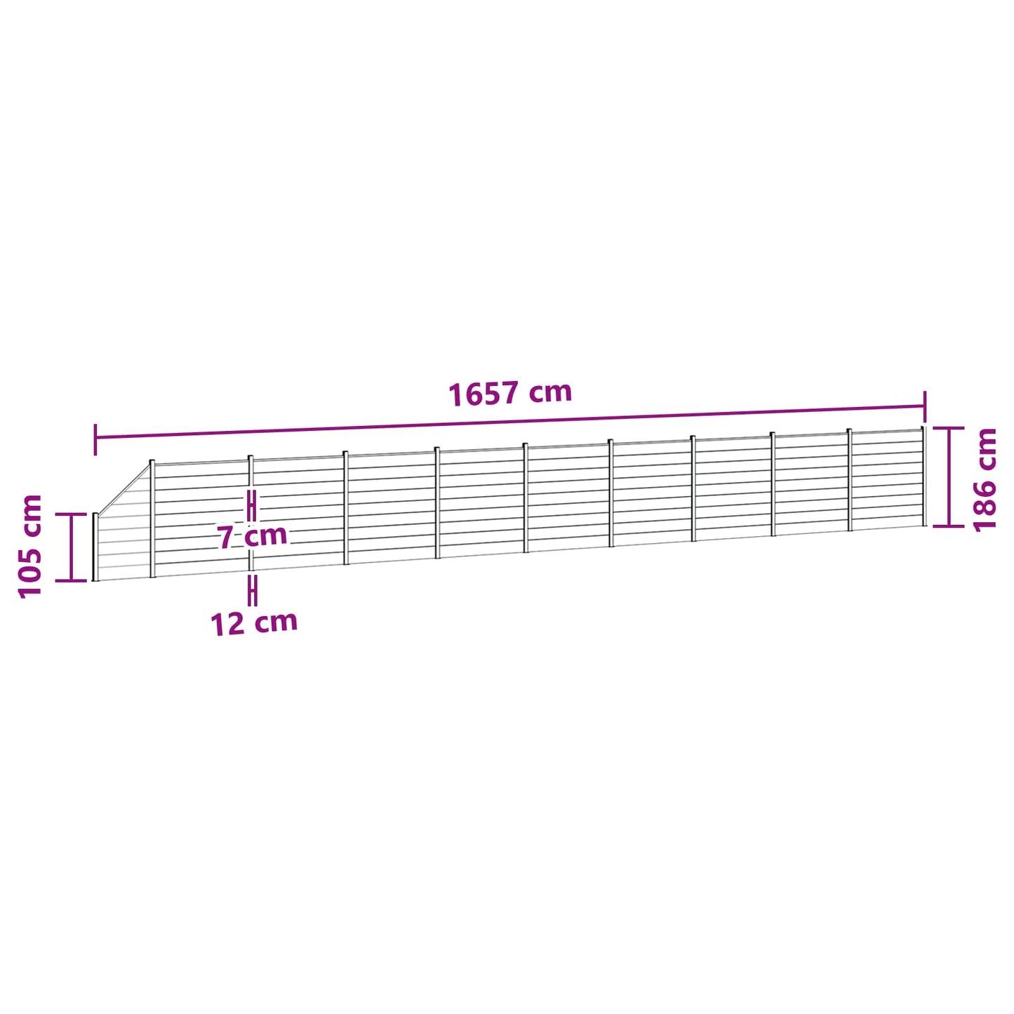 Zaunset 10 Pcs 1657 X 186 Cm Wpc Und Aluminium Braun