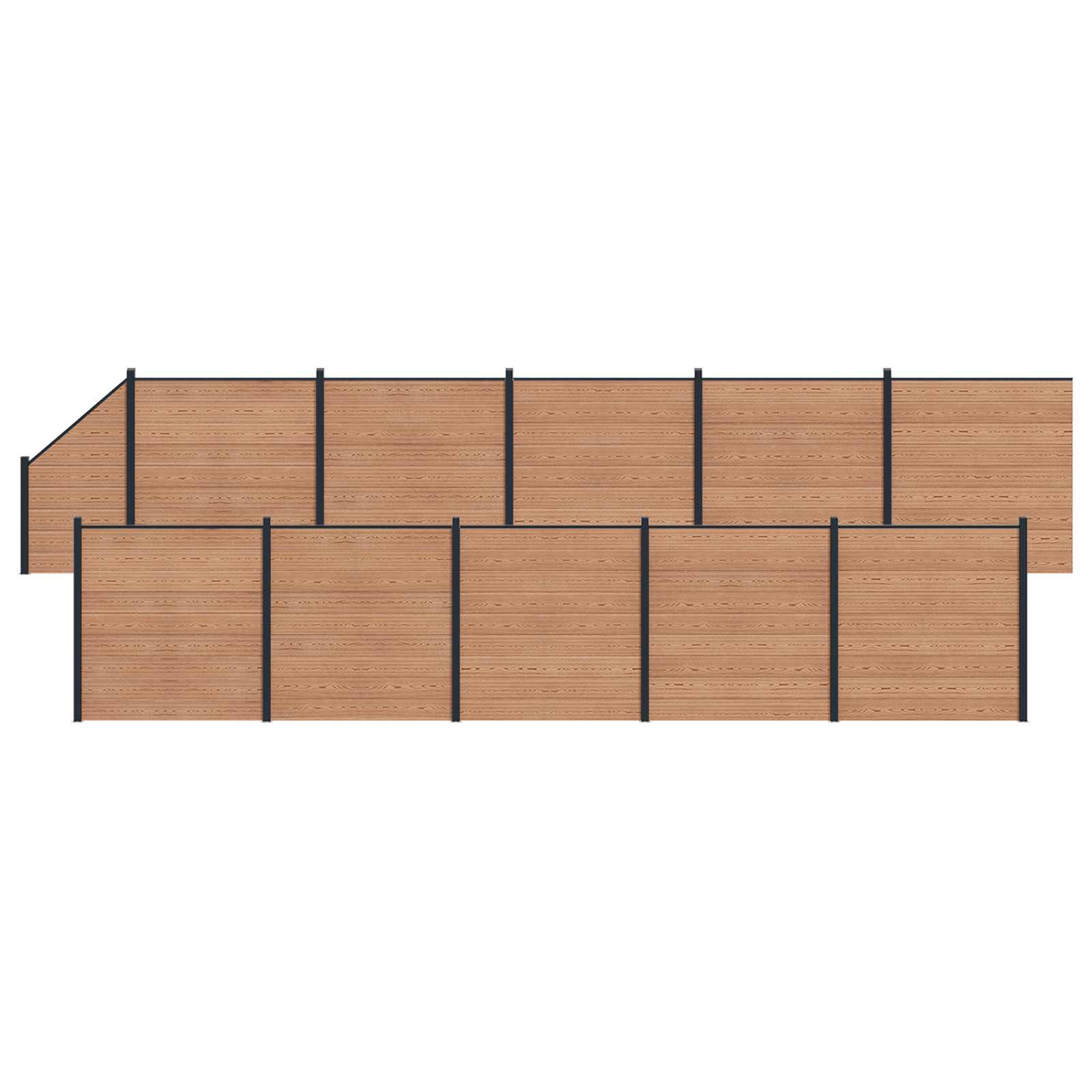 Zaunset 11 Pcs 1830 X 186 Cm Wpc Und Aluminium Braun
