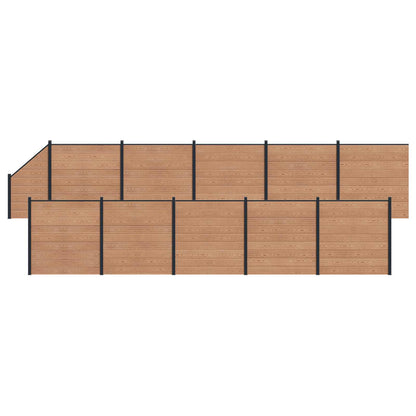 Zaunset 11 Pcs 1830 X 186 Cm Wpc Und Aluminium Braun