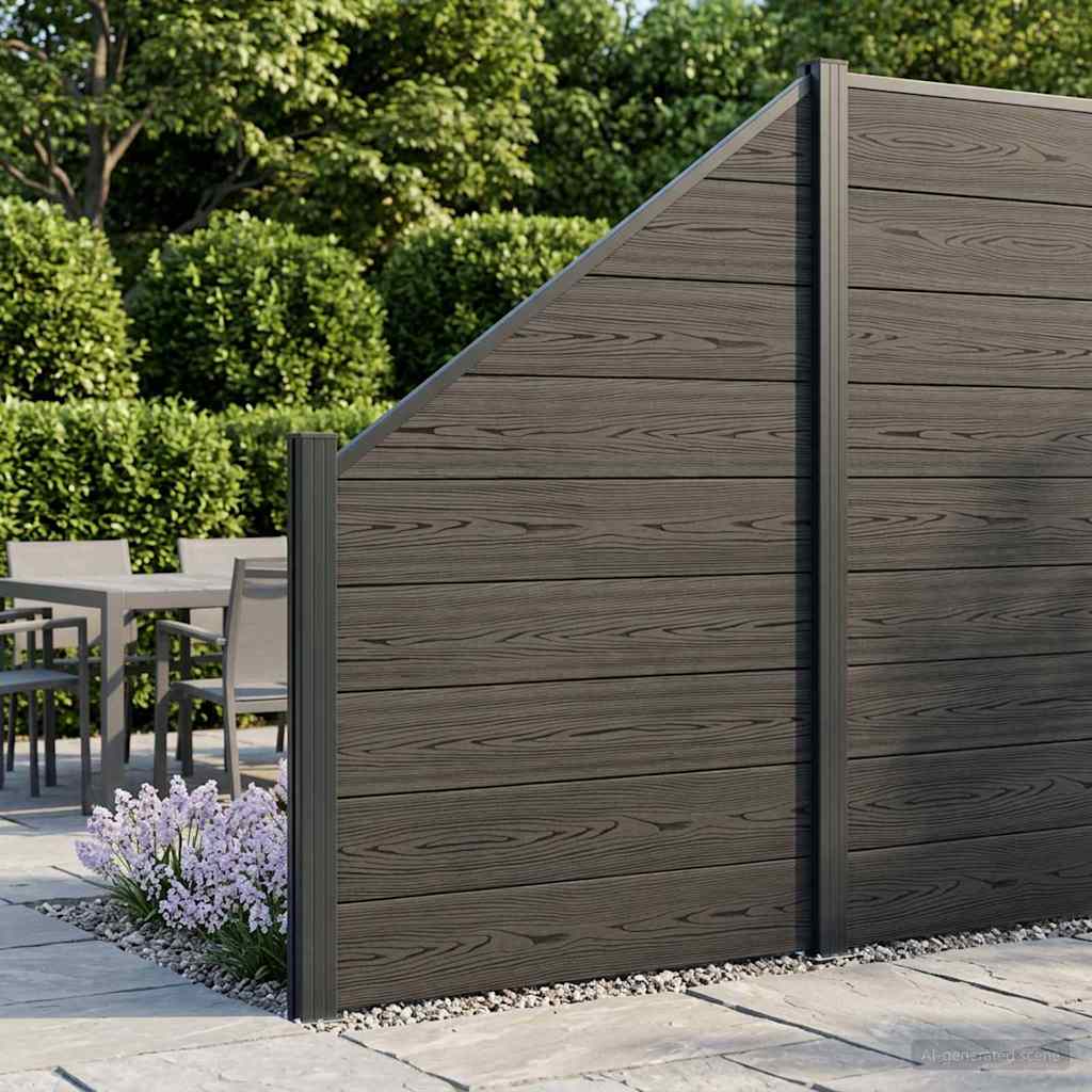 Zaunelement Wpc 175X186 Cm Schwarz