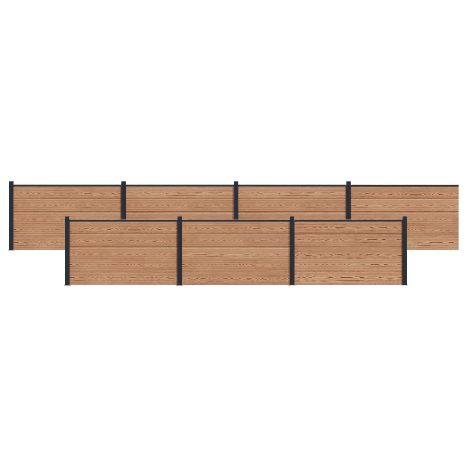 Zaunelement 7 Pcs Wpc Und Aluminium